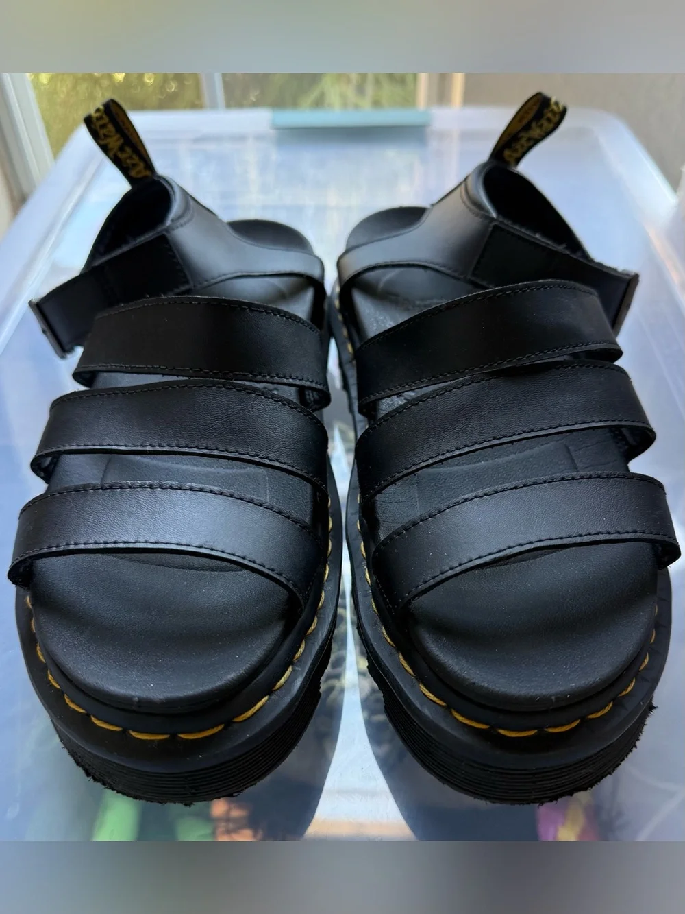 Dr. Martens Blaire Sandals, chunky serrated platform sole and signa Women’s 9